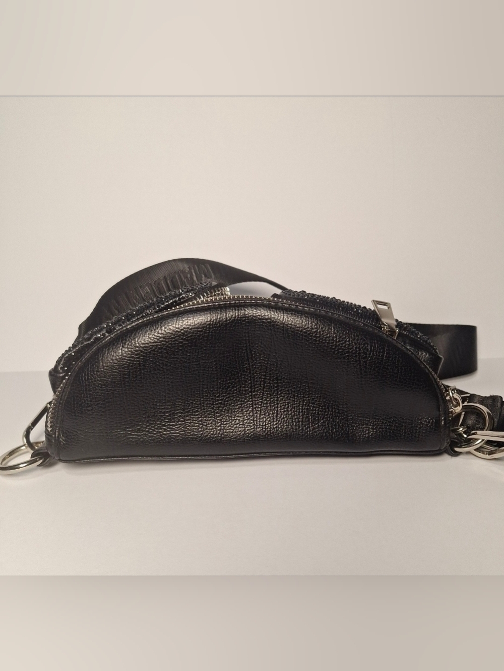 Black Women's Travel Fanny Belt Bag with Rhinestone Pockets - Picture 5 of 8